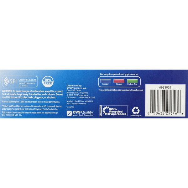 Total Home Reclosable Quart Freezer Bags, 24 ct