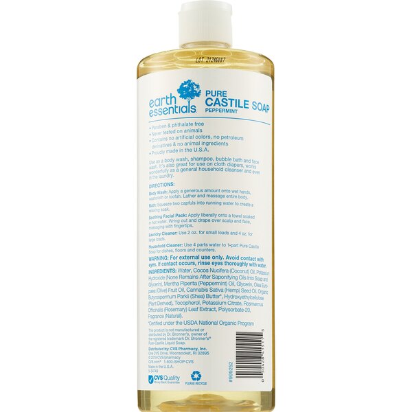 Pure Castile Soap With Peppermint, 32 OZ
