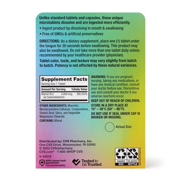 CVS Health Vitamin B12 Microtablets, 100 CT
