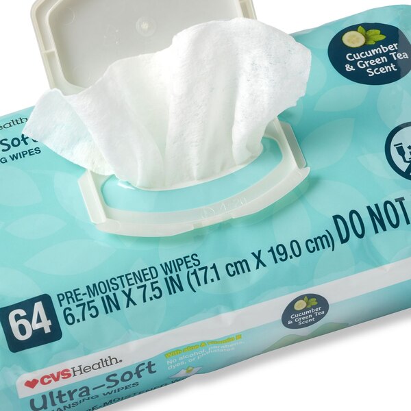 CVS Health Ultra-Soft Cleansing Wipes, 64 CT