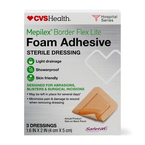 CVS Health Mepilex Border Lite Foam Adhesive Sterile Dressings, 4in X 4in