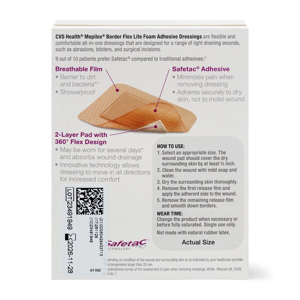 CVS Health Mepilex Border Lite Foam Adhesive Sterile Dressings