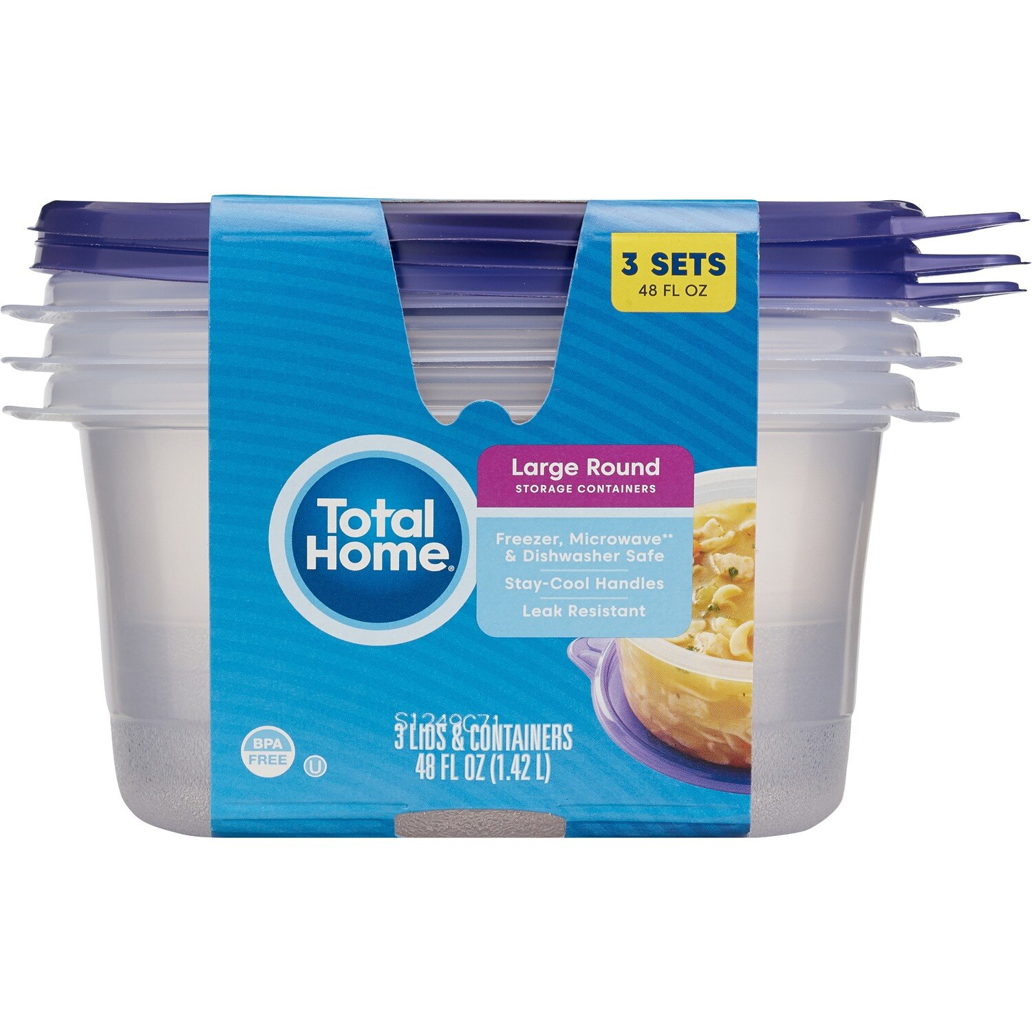 Total Home Big Bowl Storage Containers, 3CT