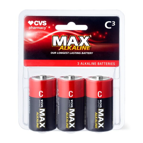 CVS Max Alkaline Battery C, 3CT