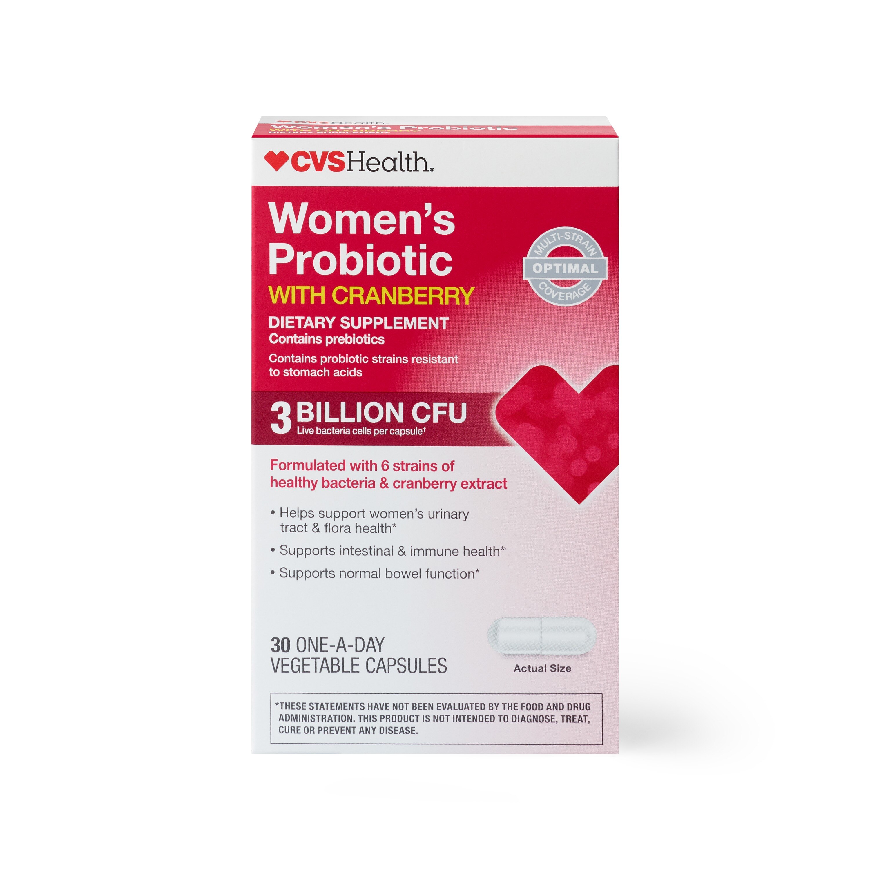 CVS Health - Cápsulas de probióticos y arándano, para mujeres, 30 u.