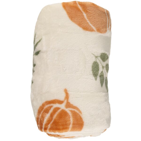 Fall Fest Harvest Pumpkin Flannel Throw Blanket, 50 x 70 in