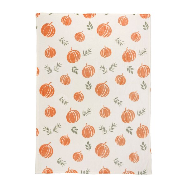 Fall Fest Harvest Pumpkin Flannel Throw Blanket, 50 x 70 in
