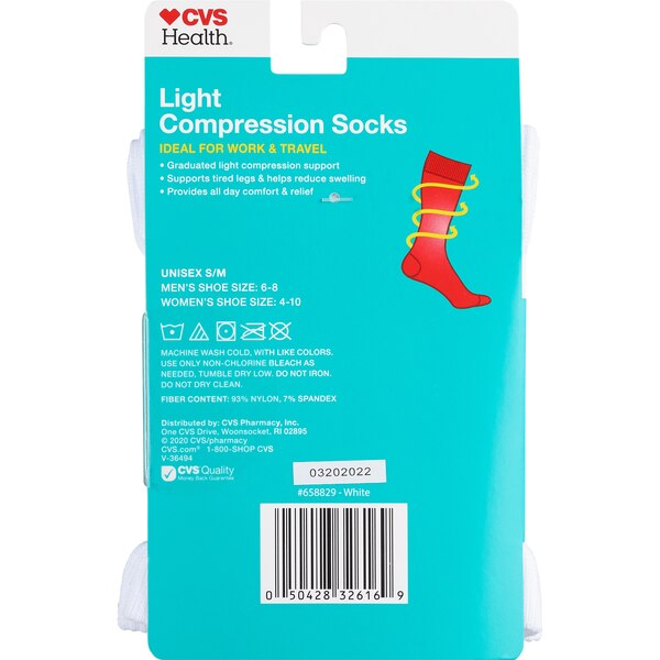 CVS Health Light Compression Socks Over-The-Calf Unisex, 1 Pair