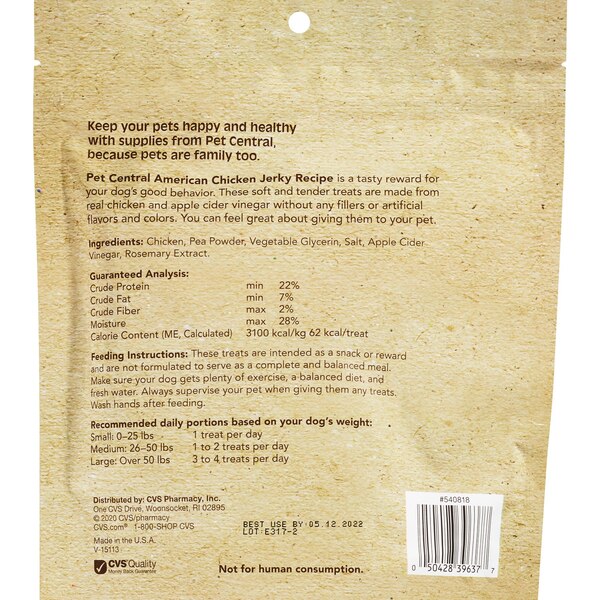 Pet Central Chicken Jerky Dog Treats, 10 oz