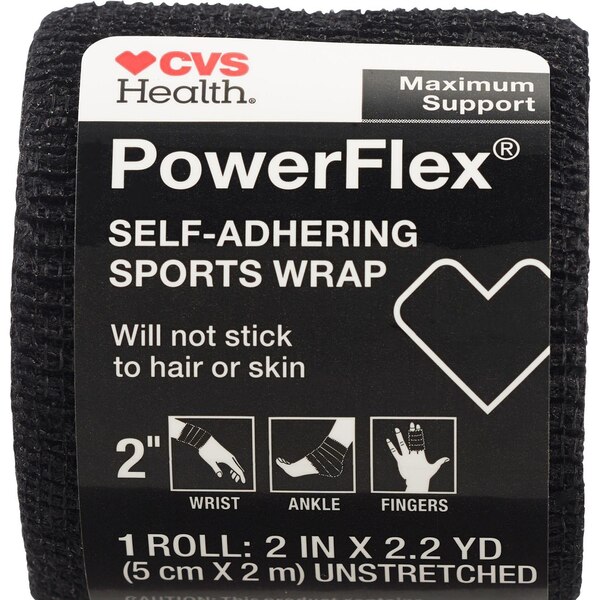 CVS Health Maximum Strength Self-Grip Athletic Tape, Black, 2 IN x 70 IN