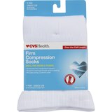 CVS Health Firm Compression Socks Over-The-Calf Length Unisex, 1 Pair, S/M, White, thumbnail image