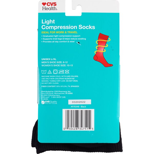 CVS Health Light Compression Socks Over-The-Calf Unisex, 1 Pair