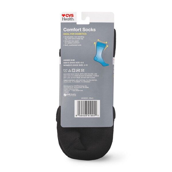 CVS Diabetic Comfort Socks Ankle Length Unisex, 2 Pairs