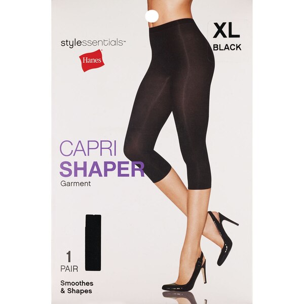 Style Essentials by Hanes No Hose Capri Shaper, Black