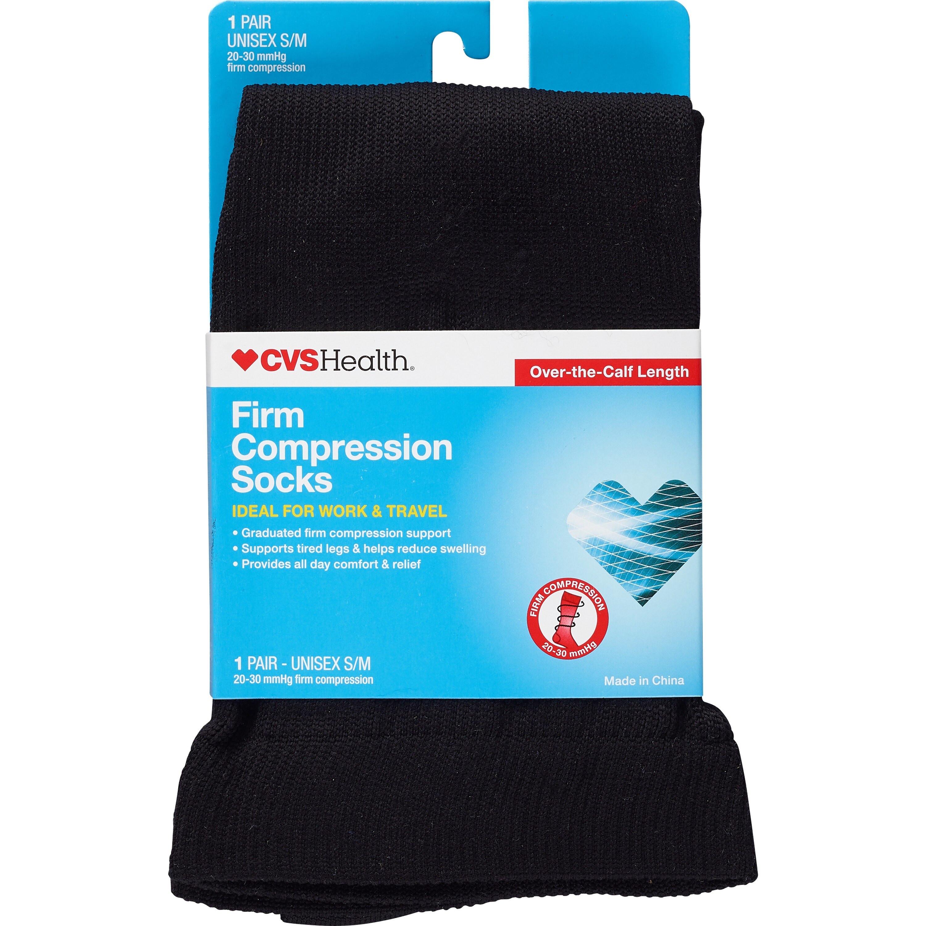 CVS Health - Medias de soporte sobre la pantorrilla, unisex, firmes, 1 par