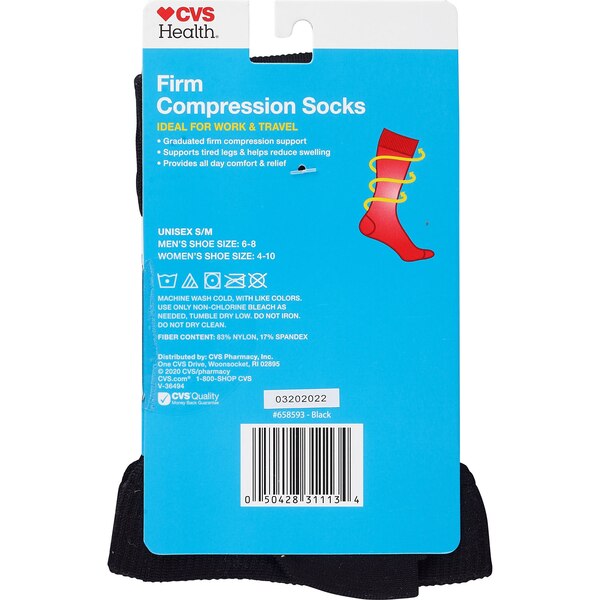 CVS Firm Compression Socks Over-The-Calf Length Unisex, 1 Pair