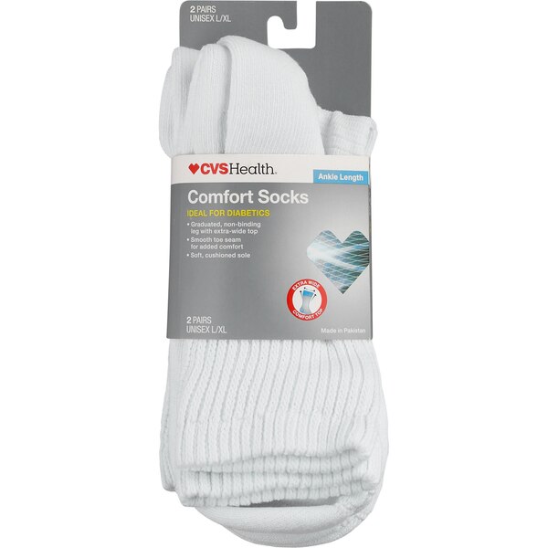 CVS Diabetic Comfort Socks Ankle Length Unisex, 2 Pairs