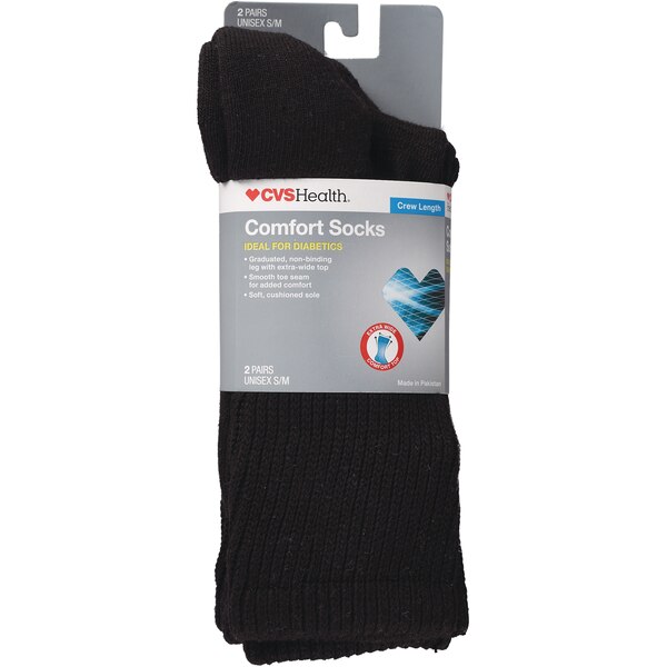 CVS Health Crew Comfort Socks for Diabetics, 2 Pairs