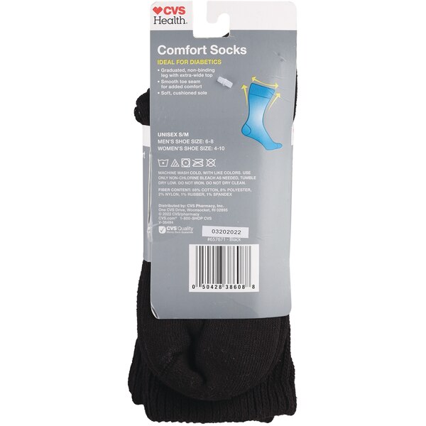 CVS Health Crew Comfort Socks for Diabetics, 2 Pairs