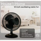 House To Home Oscillating Table Fan, 12 in, thumbnail image