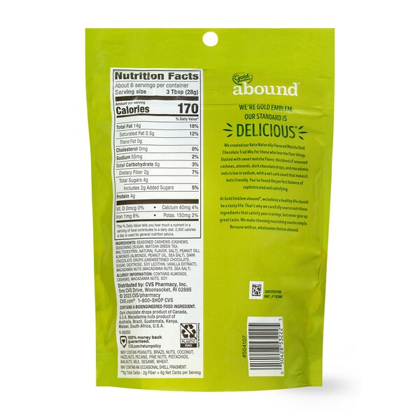 Gold Emblem Abound Keto Matcha Dark Chocolate Trail Mix