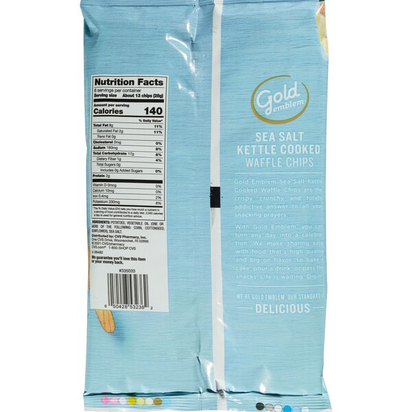 Gold Emblem Sea Salt Kettle Cooked Waffle Chips, 6 oz