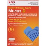 CVS Mucus-D Expectorant&Nasal Decong GU600+PE60 12Hr ER Tabs, thumbnail image