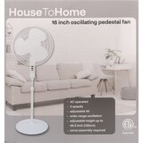 House To Home 16-inch Oscillating Pedestal Fan, White, thumbnail image