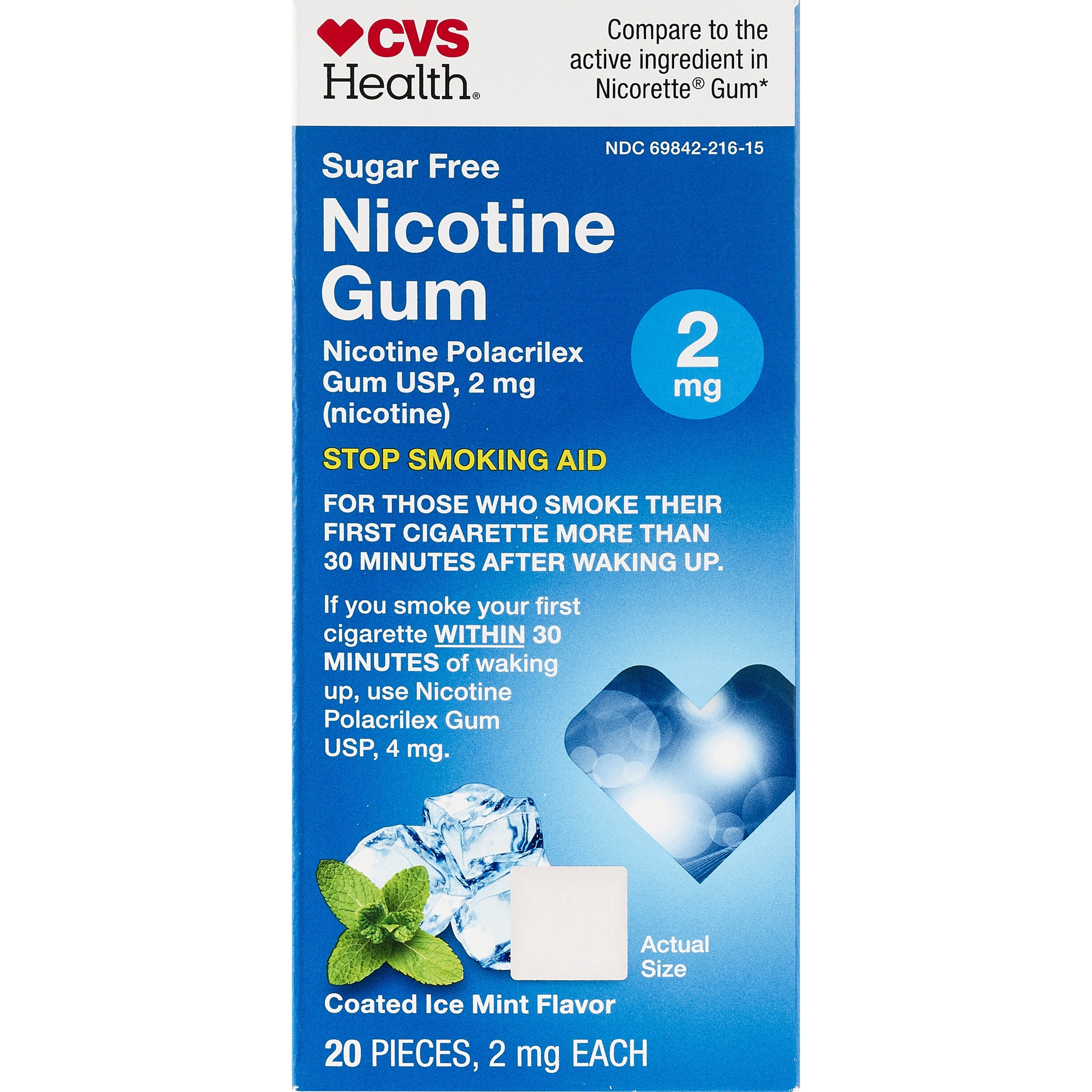 CVS Health Nicotine Gum Coated Ice Mint 2mg