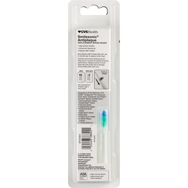 CVS Health Smilesonic Antiplaque Replacement Brush Head, 3CT