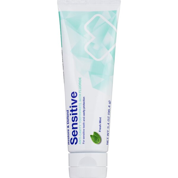 CVS Health Restore & Defend Sensitive Anti-Cavity Toothpaste, Fresh Mint, 3.4 OZ