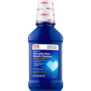 CVS Health Peroxide Sore Alcohol Free Mouth Cleanser, Soothing Mint, 8 OZ