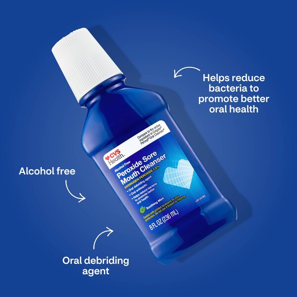 CVS Health Peroxide Sore Alcohol Free Mouth Cleanser, Soothing Mint