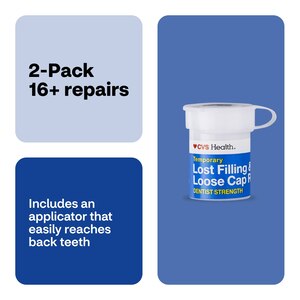 CVS Health Dentist Strength Temporary Lost Filling & Loose Cap Repair, Twin Pack, Single