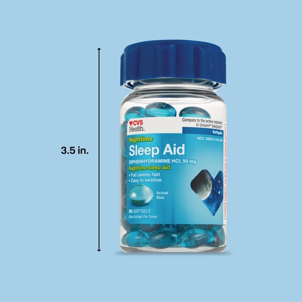 CVS Health Nighttime Sleep Aid Diphenhydramine HCI 50 MG Softgels, 96 CT
