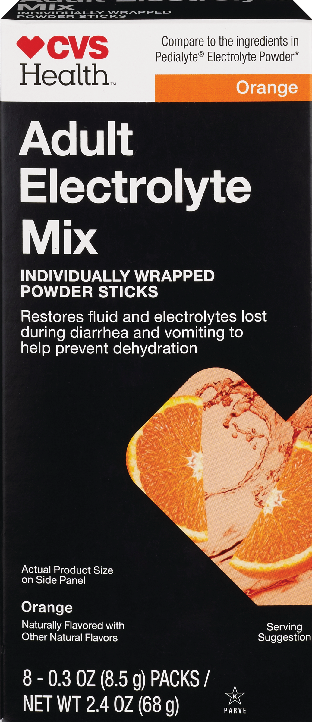 CVS Health - Electrolitos para adultos, Orange Mix, 8 u.