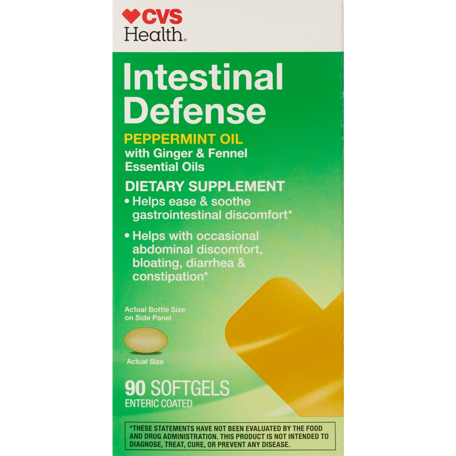 CVS Health Intestinal Defense - Aceite de hierbabuena en cápsulas blandas para la salud intestinal, 90 u.