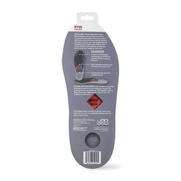 CVS Health Men's Heavy Duty Dual Layer Work Insoles