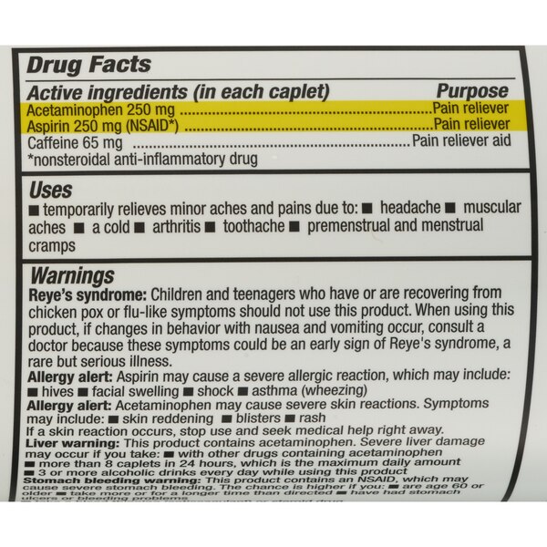 CVS Health Extra Strength Headache Relief Acetaminophen, Aspirin (NSAID) & Caffeine Caplets