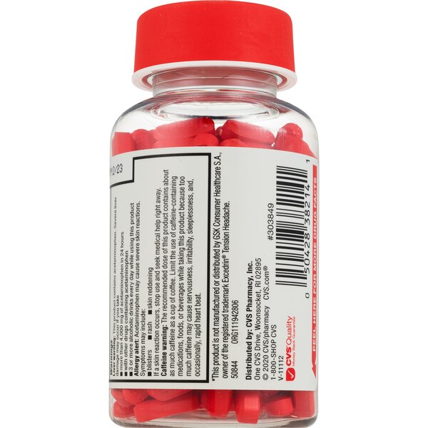 CVS Health Aspirin Free Tension Headache Acetaminophen & Caffeine Caplets