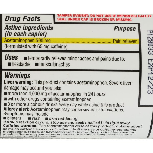 CVS Health Aspirin Free Tension Headache Acetaminophen & Caffeine Caplets