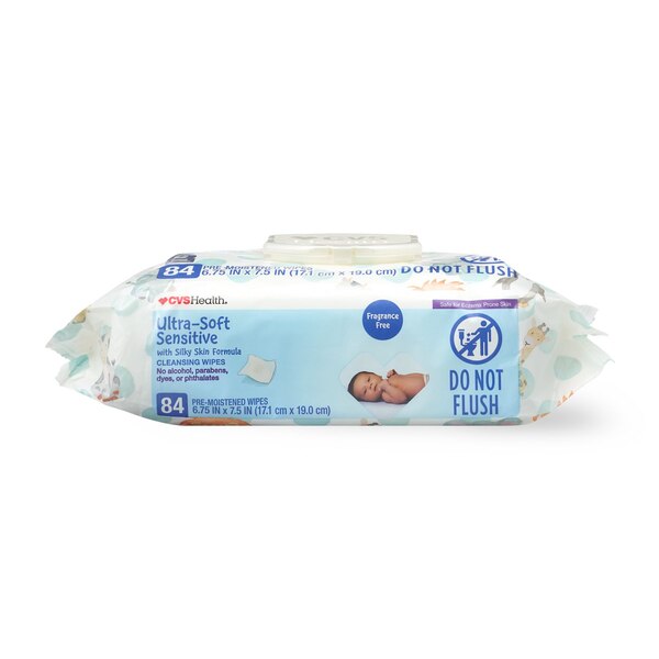 CVS Health Ultra-Soft Sensitive Cleansing Wipes, 84 CT, 2 PK
