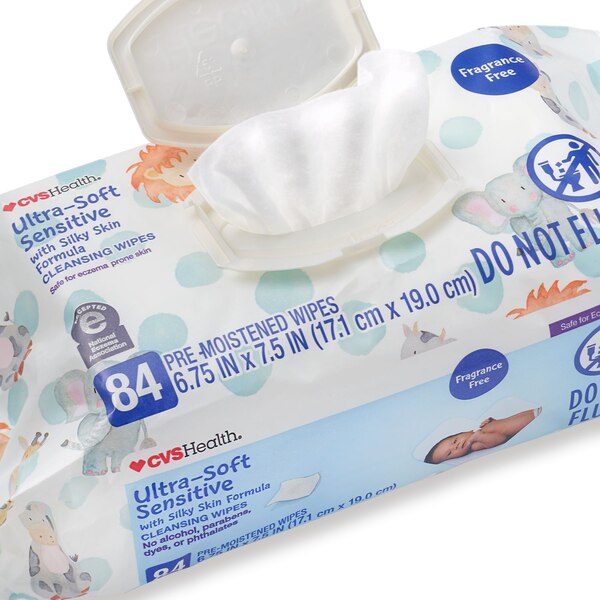 CVS Health Ultra-Soft Sensitive Cleansing Wipes, 84 CT, 2 PK