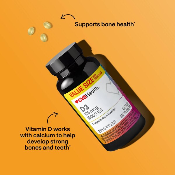 CVS Health D3 Softgels, 250 CT