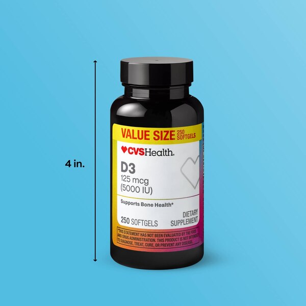 CVS Health D3 Softgels, 250 CT
