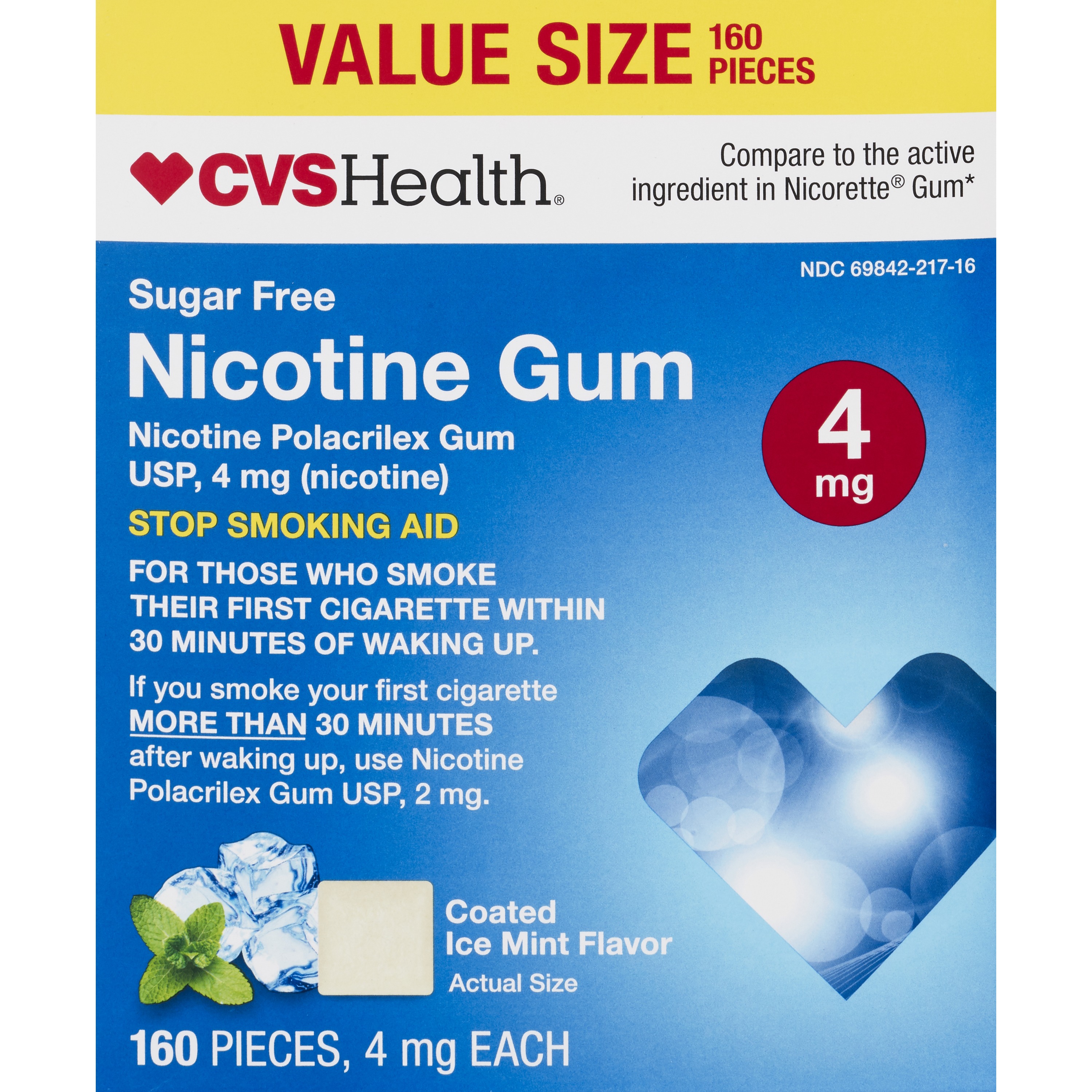 CVS Health Sugar Free Nicotine Gum, Ice Mint