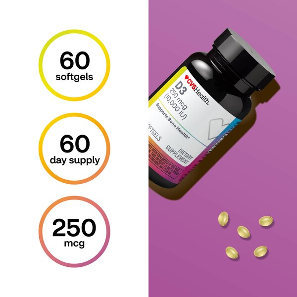 CVS Health D3 Softgels, 60 CT