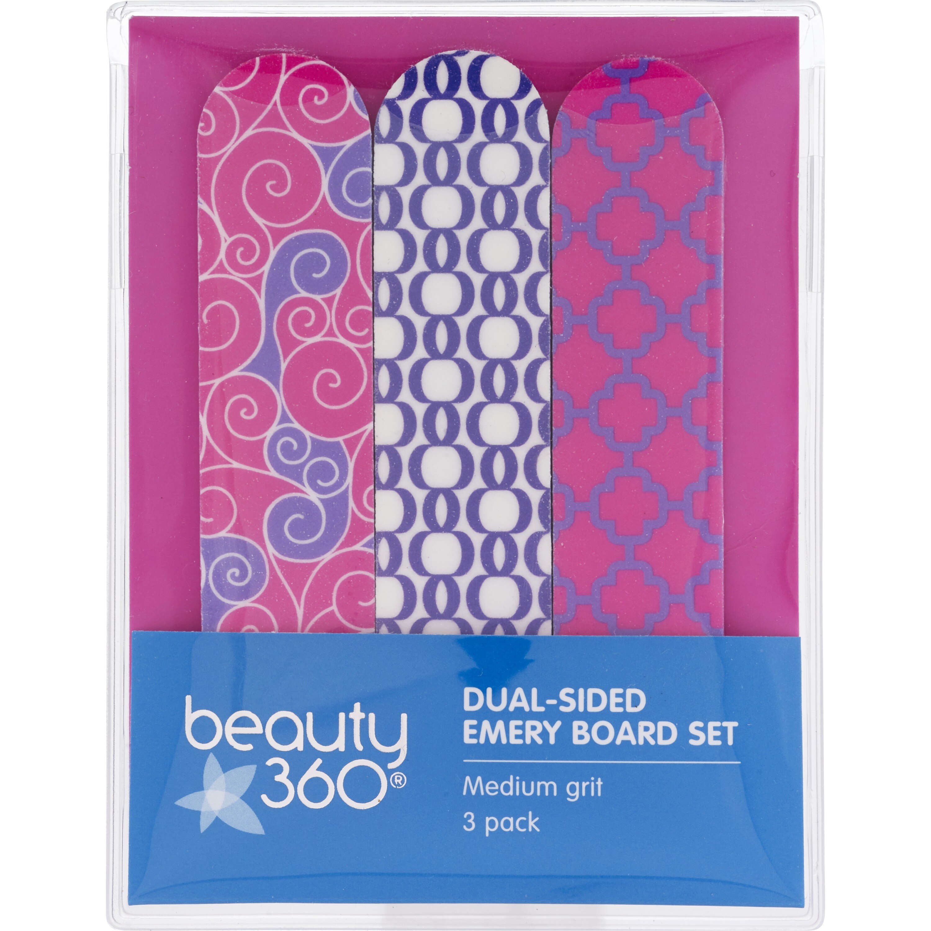 Beauty 360 - Set de limas de esmeril de doble faz, paquete de 3