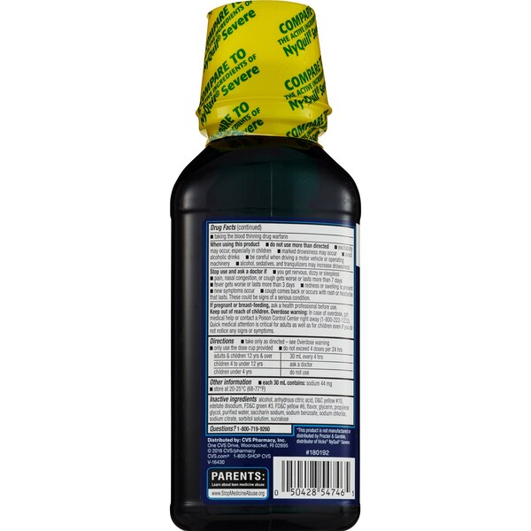 CVS Health Maximum Strength Nighttime Severe Cold & Flu Relief Liquid , 12 OZ