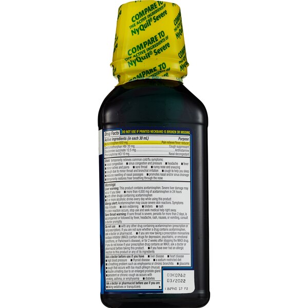 CVS Health Maximum Strength Nighttime Severe Cold & Flu Relief Liquid , 12 OZ